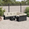 vidaXL 9 Piece Patio Sofa Set with Cushions Black Poly Rattan - Black and Cream - 2 of 4