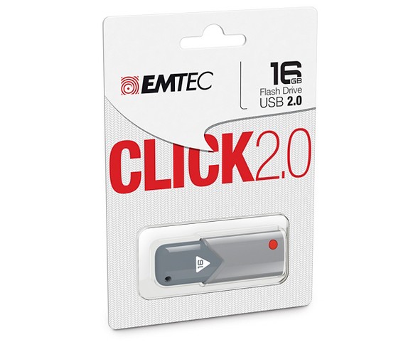 Emtec 16GB Click USB 2.0 Flash Drive - Gray (ECMMD16GB102)