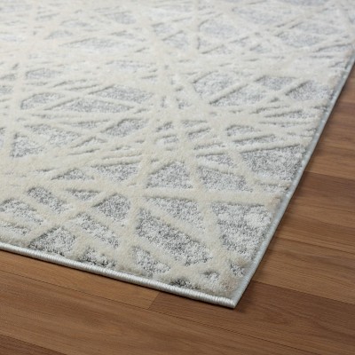 Gray and Beige Abstract Geometric 4x5 Area Rug