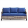 Buenhomino Patio Sofa Couch Outdoor Wicker Sofa PE Rattan 3-Seat Couch with Thick Cushions for Garden Balcony Sunroom Poolside, Grey Wicker - 2 of 4