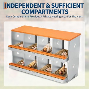 Poultry Nesting Box with Automatic Egg Collection ¨C 6 or 8 Compartment Outdoor Hen Laying Box, Galvanized Steel and Waterproof - 1 of 4