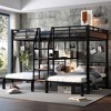 ORRD Queen over Twin Triple Bunk Bed with Storage Stairs, 3-Person Metal Bunk Bed with Built-in Desk & Shelves for Space Saving - 4 of 4