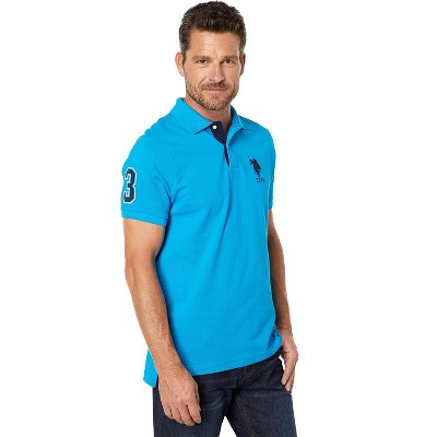 U.s. Polo Assn. Mens Slim Fit Short Sleeve Polo Shirt With Applique Engine  Red/international Blue X-large : Target