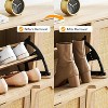 Garvee Elegant Natural Rattan Shoe Cabinet Organizer – 4 Flip Doors, Freestanding Design with 3-Tier Adjustable Shelves, Closets, and Hallways - 4 of 4