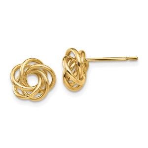 Black Bow Jewelry 12mm Love Knot Post Earrings in 14k Yellow Gold - 1 of 4