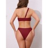 INSPIRE CHIC Women's Asymmetric One Shoulder Strap Metallic Decoration Bikini Sets, Triangle Bottom Swimwear Bathing Suits 1 Set - 3 of 4