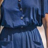 Women's Navy Front Button Straight Leg Jersey Jumpsuit - Cupshe - 3 of 4