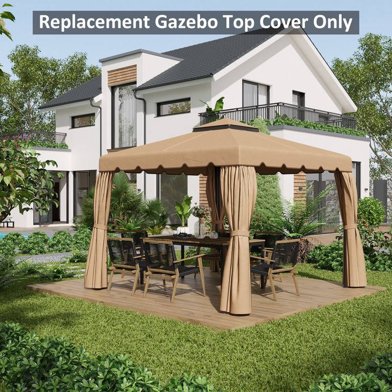 Outsunny Gazebo Replacement Canopy, Double Roof Gazebo Top Cover, 4 of 10