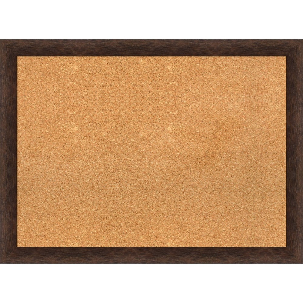 Photos - Dry Erase Board / Flipchart 31"x23" Narrow Wood Frame Cork Board Warm Walnut - Amanti Art: Wall Mount,