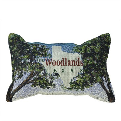 Simply Home 8" x 12" Rectangular "The Woodlands TEXAS" Indoor Throw Pillow - Green/Blue