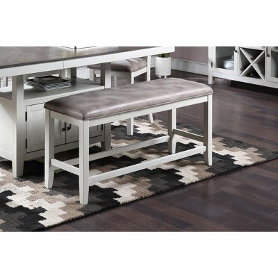 Richland White and Brown Counter Height Dining Bench