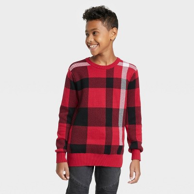 Boys' Buffalo Plaid Pullover Sweater - Cat & Jack™ Red