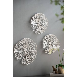 15.5"x16" Leaf Patterned Wall Decor White - A&B Home: Iron Artwork, Botanical Theme, Unframed Vertical Display - 1 of 4