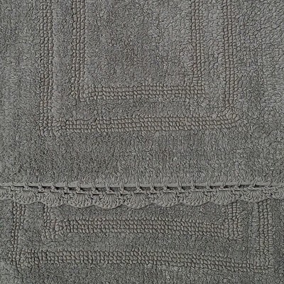 Adamo Gray Cotton Anti-Skid Bath Rug Set