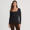 Lands' End Women's Long Sleeve Rib Square Neck Tee - 2 of 4