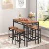Bar table set 5PC Dinging table set with high stools, structural strengthening, industrial style. Rustic Brown, 43.31'' L x 23.62'' W x 35.43'' H. - 3 of 4