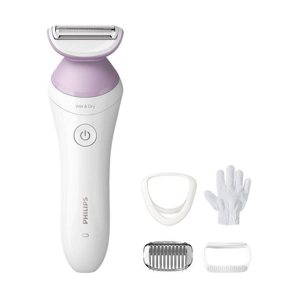 Philips Lady Electric Shaver Series 6000, Cordless with 4 Accessories - White