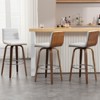 Bekrvio 26" Counter Height Bar Stools - PU Leather Swivel, L Shape Back, Upholstered, Mid-Century Modern Chairs for Kitchen Counter Island - 3 of 4