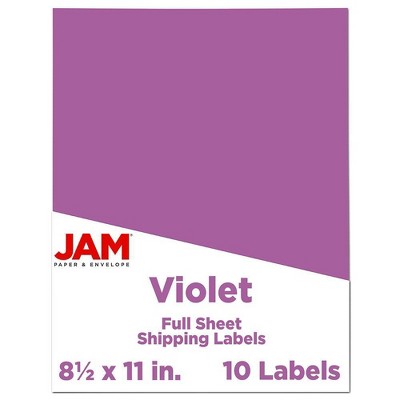 JAM Paper Shipping Labels 8.5" x 11" 10ct - Purple