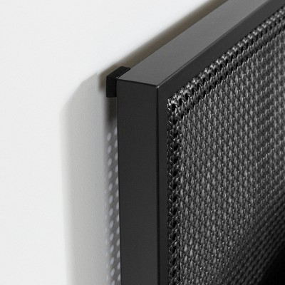 Full Black Metal Platform Bed with Natural Cane Headboard