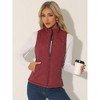 Allegra K Women's Stand Collar Lightweight Gilet Quilted Zip Vest - 3 of 4