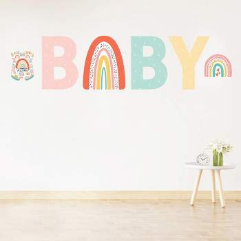 Big Dot of Happiness Hello Rainbow - Peel and Stick Boho Baby Shower Standard Banner Wall Decals - Baby