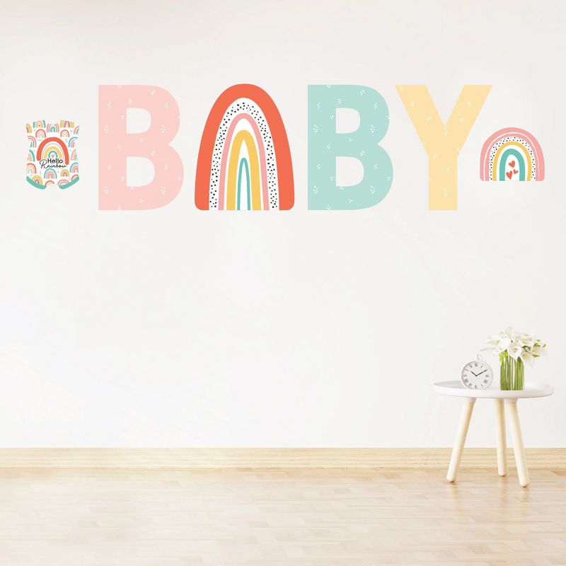 Big Dot of Happiness Hello Rainbow - Peel and Stick Boho Baby Shower Standard Banner Wall Decals - Baby, 1 of 9