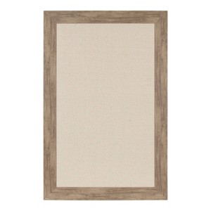 27" x 43" Beatrice Pinboard White - DesignOvation: Linen Fabric, Rustic Brown Frame, Wall Mount - 1 of 4