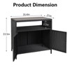 Storage Cabinet with Wicker Wood Tabletop - Patio Bar Table with Two Doors and Shelves, Bar Cabinet for Garden, Pool, Kitchen - 3 of 4