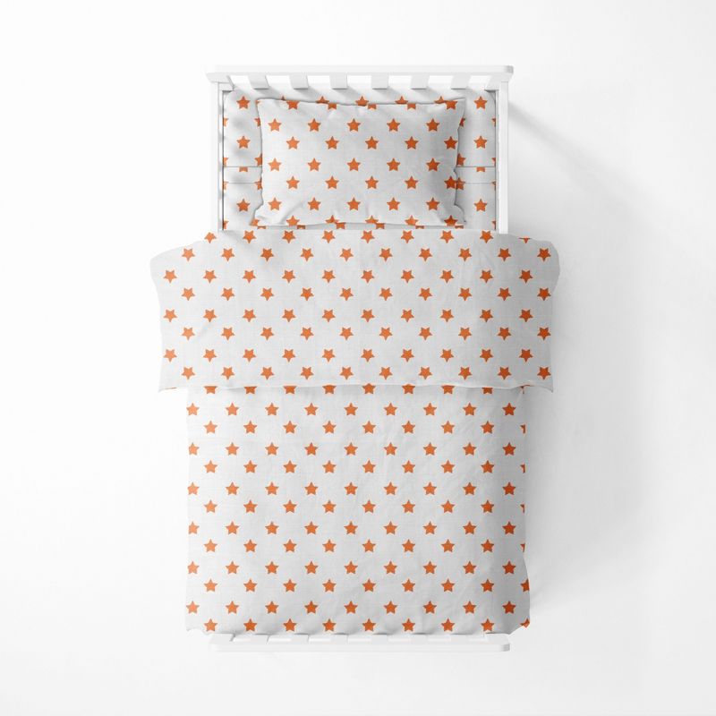 Bacati - Stars Orange Muslin 4pc Toddler Bedding Set, 3 of 8