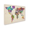 Trademark Fine Art 22" x 32" Typography World Map II by Michael Tompsett Wall Art: Contemporary Cotton Canvas, Unframed Artwork - 2 of 4