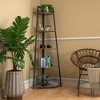 TROPOW 5 Tier Tall Corner Shelf Stand Large Capacity Corner Bookshelf for Living Room Kitchen Small Space (18.10 x 18.10 x 70in) Brown One Size - 3 of 4