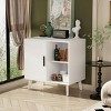KTMBDW Sideboard Buffet Kitchen Storage Cabinet, Accent Cabinet with Solid Wood Feet for Dining Room, Hallway, Cupboard Console Table (White) - 3 of 4