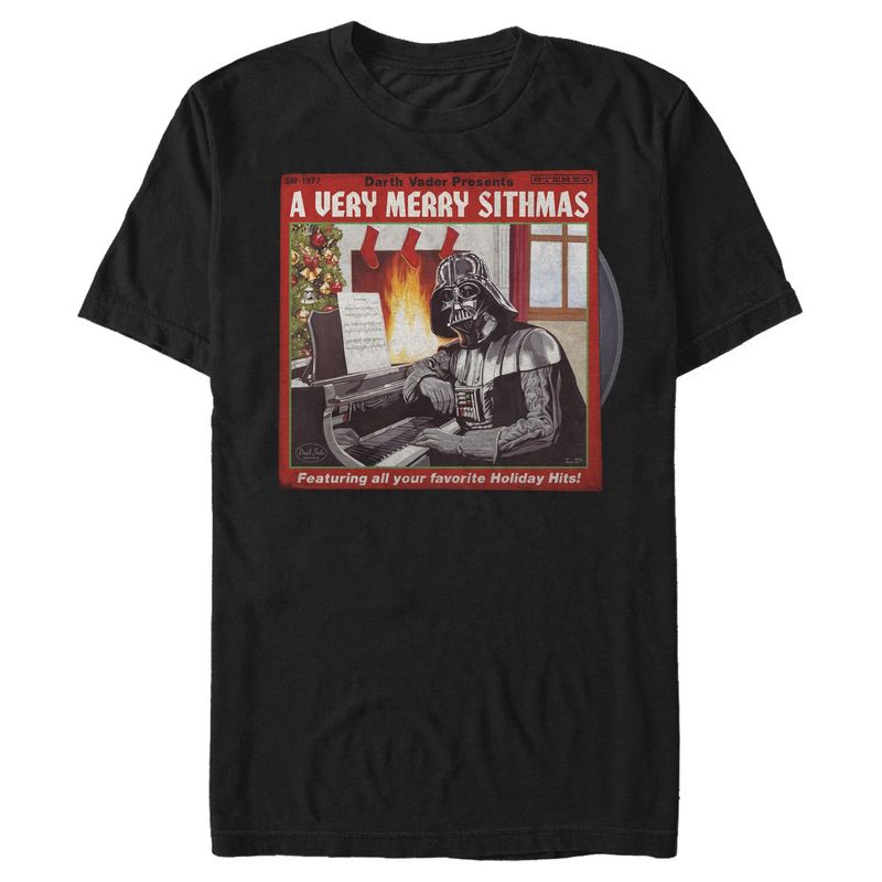 Men's Star Wars Christmas Vintage Vader CD T-Shirt, 1 of 5