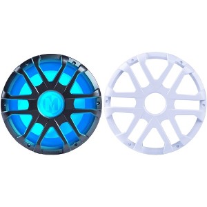 Memphis Audio MM1224 12" Marine Subwoofer with Integrated RGB LEDs and 2 or 4 Ohm Selectable Impedance with MXA12GW White 12" MXA Subwoofer Grill - 1 of 4