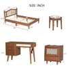 3-Piece Bedroom Set with Queen/Full Size Wooden Bed, 1 Vintage Nightstand and 1 Makeup Vanity Set with Stool 4B - ModernLuxe - 3 of 4