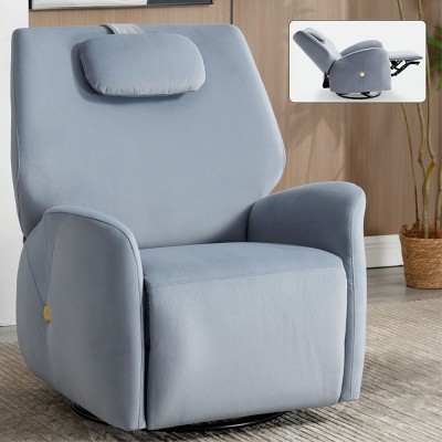 Electric Recliner Chair,Swivel Recliner Armchair,Single Sofa Chair Nursery Glider Recliner With Charge Ports,Lumbar And Neck Support Pillow-Cuddlewood