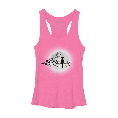 Women's Design By Humans The Cat and The Moon By Maryedenoa Racerback Tank Top