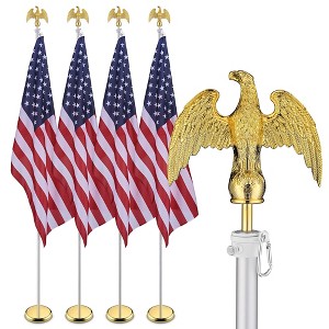 Yescom 4 Pack 8Ft Sectional Indoor Flag Pole Set Aluminum w/ Eagle 3x5Ft US Flag - 1 of 4