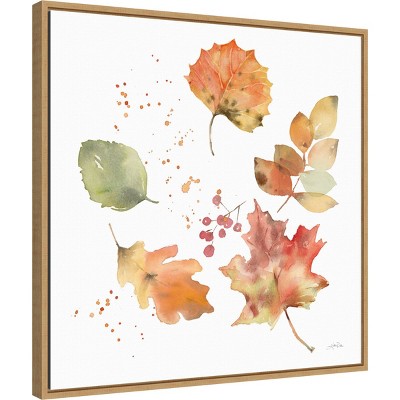 22''x22'' Autumn Leaves Framed Canvas Wall Art