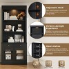 83.4" Tall Bookshelf with LED Lighting,Mid-Century Storage Bookcase with 2 Glass Doors and 1 Drawer,Living Room,Home Office - 4 of 4