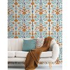 NextWall Verdigris and Orange Folk Floral Peel and Stick Wallpaper - 2 of 4