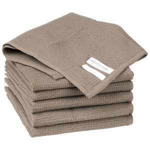 Unique Bargains Reusable Cotton Waffle Weave Drying Absorbent Kitchen Towels 14" x 14" 6 Packs - 1 of 4