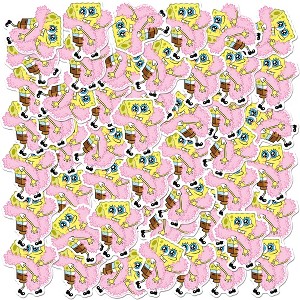 Spongebob Feathered Boa 50ct Vinyl Large Deluxe Stickers Variety Pack - 1 of 4