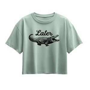 Girls' - Instant Message - Later Gator Short Sleeve Boxy Graphic T-Shirt - 1 of 3