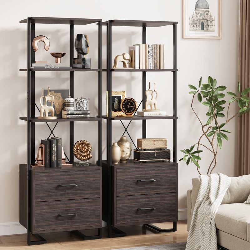 Whizmax 4 Tier Bookshelf with Storage Drawers,70.9 Inch Tall Industrial Book Shelf with Open Display Shelves for Living Room, Bedroom,Office, 4 of 9
