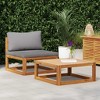 vidaXL 2 Piece Patio Sofa Set with Cushion - Outdoor Lounge Set - Solid Acacia Wood - Dark Gray Polyester Cushions - 2 of 4
