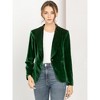 INSPIRE CHIC Women's Office Solid Shawl Collar Jetted Pockets One Button Velvet Blazer - 2 of 4