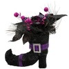 Northlight Witch's Boot with Glittered Foliage Halloween Decoration - 12" - Black and Purple - 3 of 4