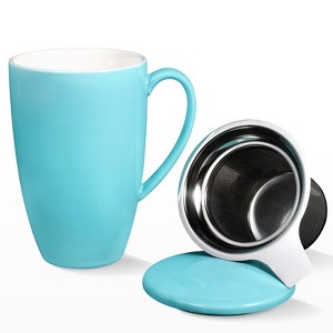 16OZ Ceramic Tea Cup with Stainless Steel Filter, Tea Infuser and Lid, Suitable for Tea, Coffee, Cocoa and Milk, Gift for Tea Lovers, Tea Infuser Cup - 1 of 4